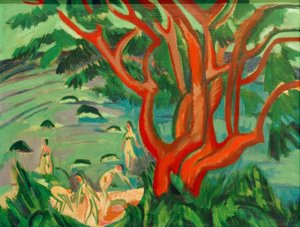 ビーチで赤い木 作： Ernst Ludwig Kirchner